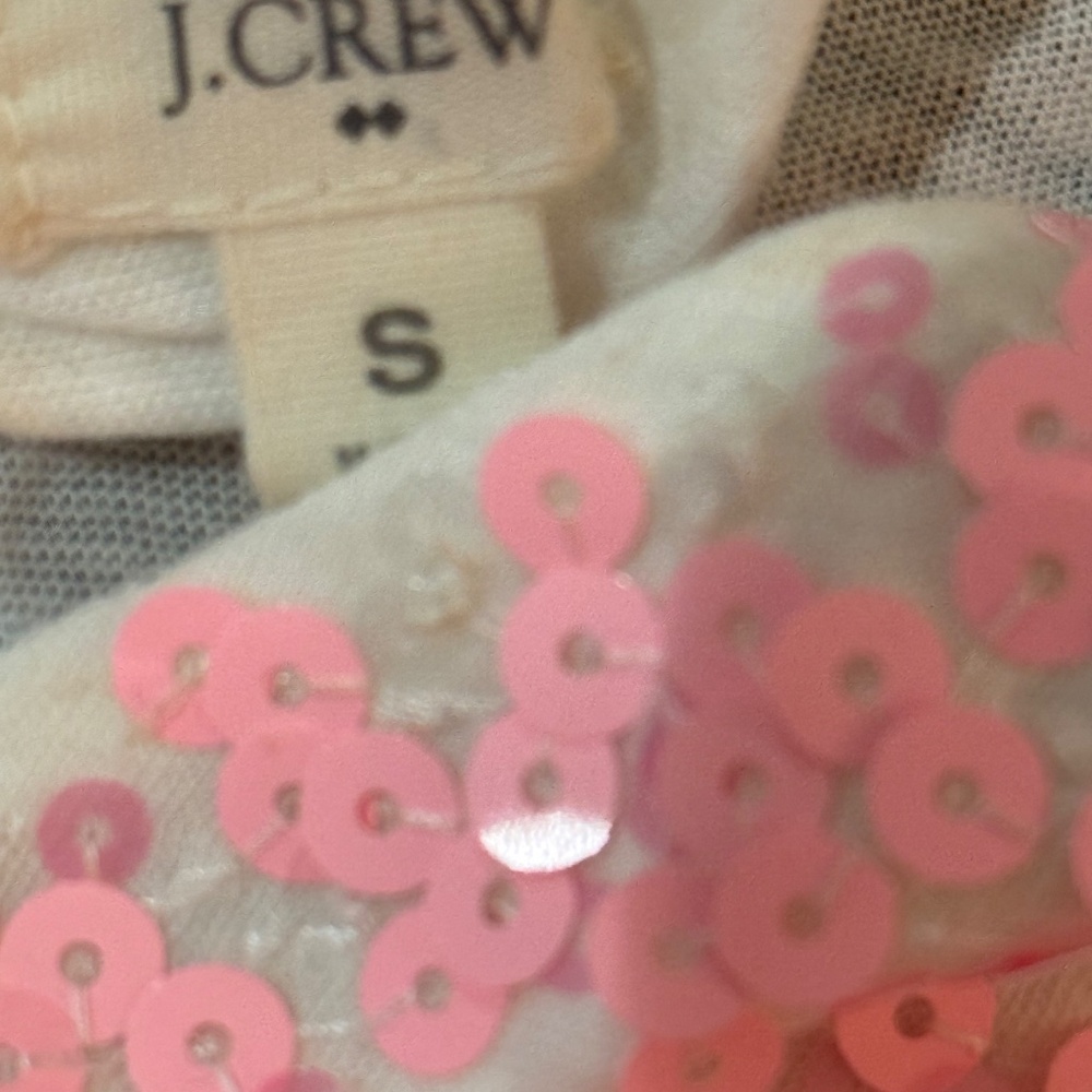 J Crew Ivory Pink Sequined Tank Size Small - Picture 2 of 7
